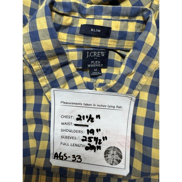 J Crew Shirt Men Turmeric Navy Mercantile Slim Flex Washed Gingham Button Down M - Picture 5 of 6
